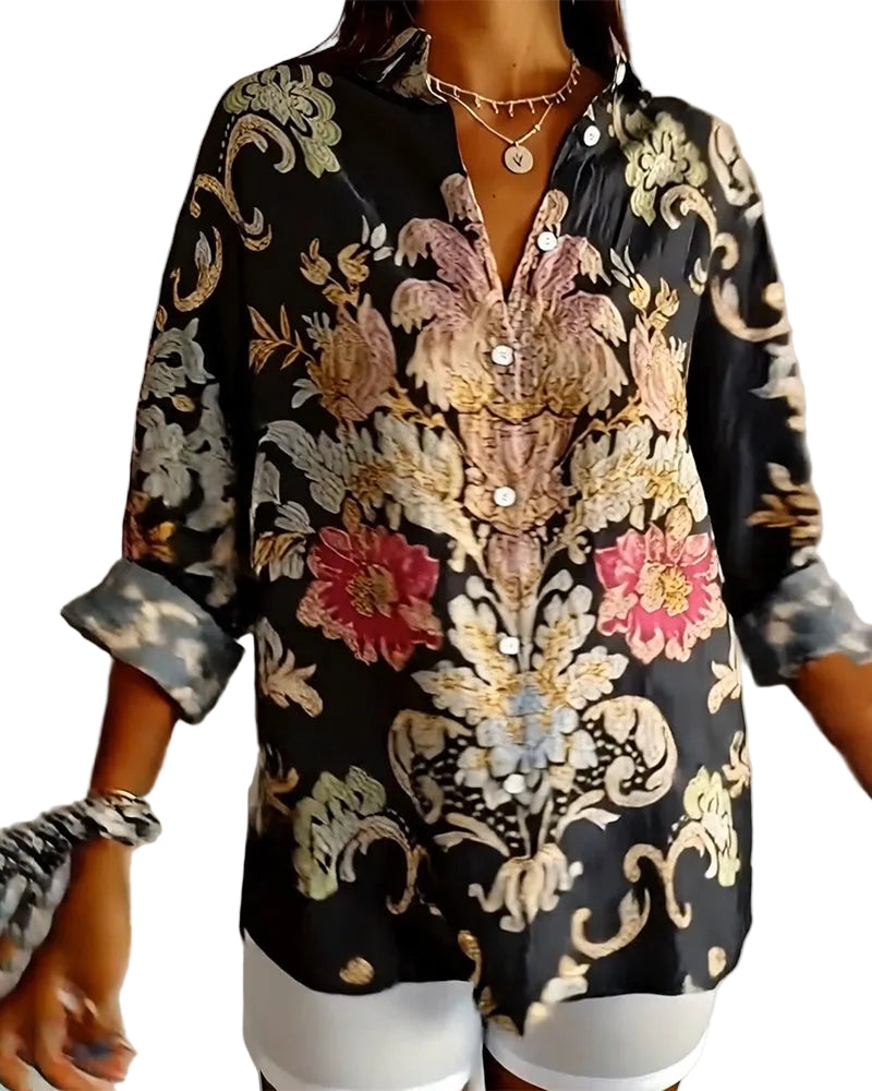 Zennie | Printed Collar Shirt Button-Up