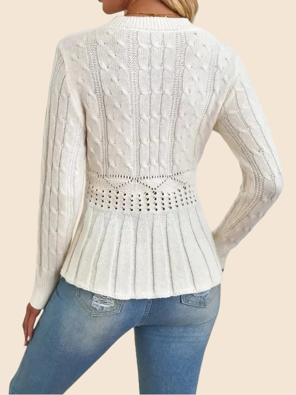 Women's Crew Neck Long Sleeve Chunky Knit Sweater