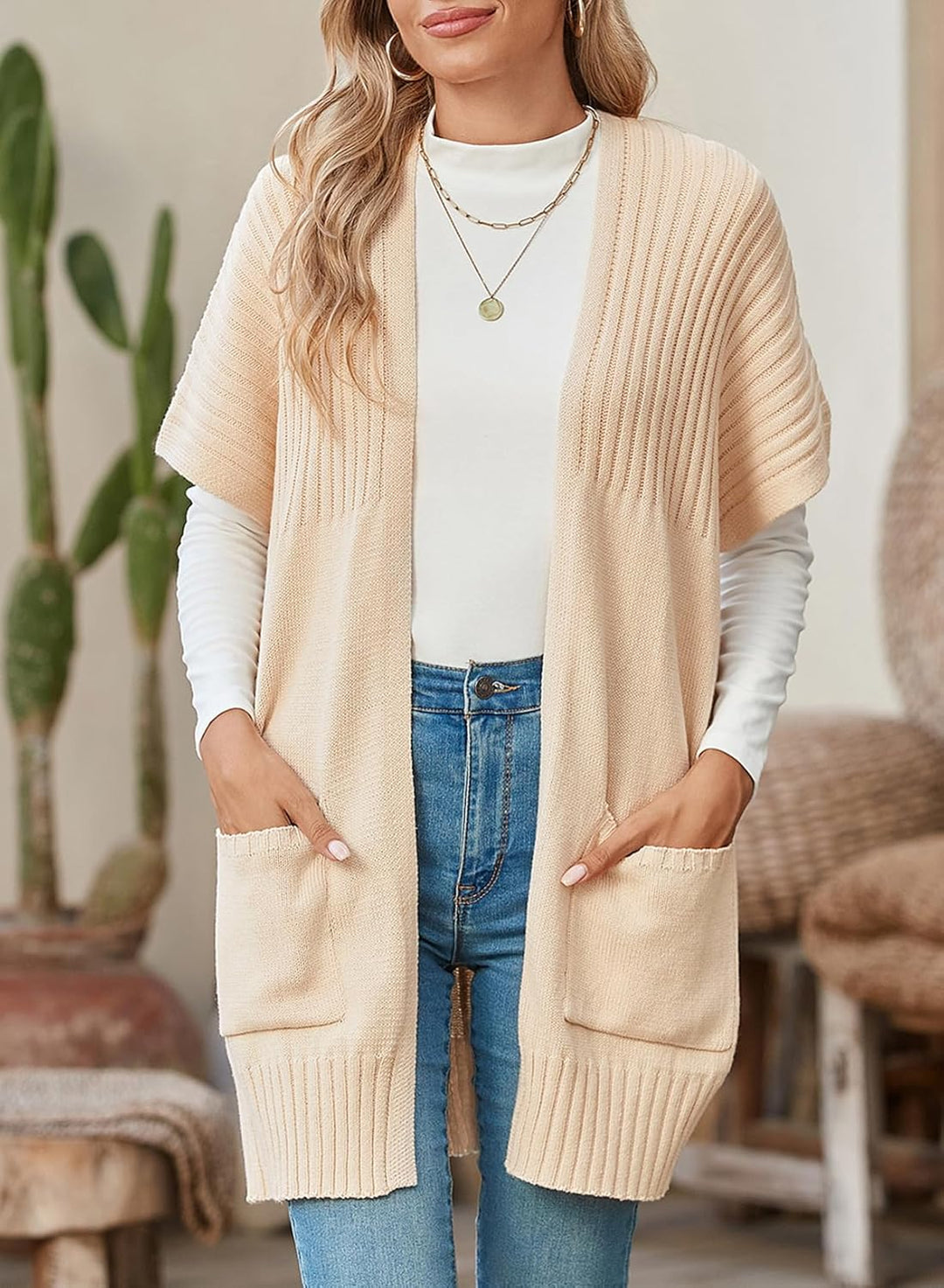 Women's Lightweight Short Sleeve Knitted Cardigan