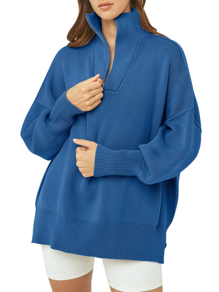 Women's Oversized Quarter Zip Sweater Pullover