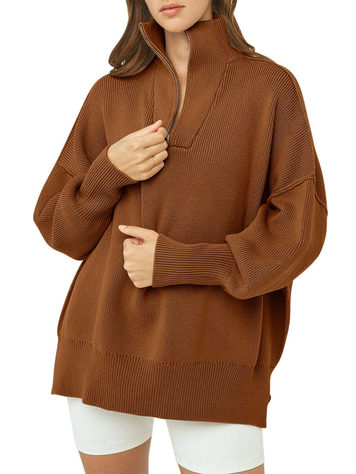 Women's Oversized Quarter Zip Sweater Pullover
