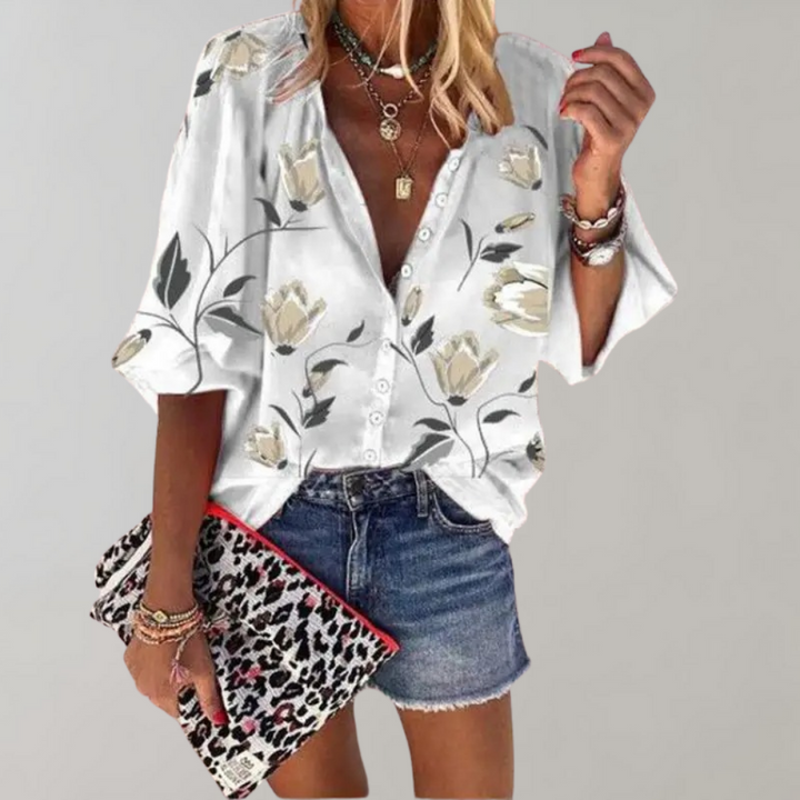 Yelena - Women's Floral Print Summer Blouse