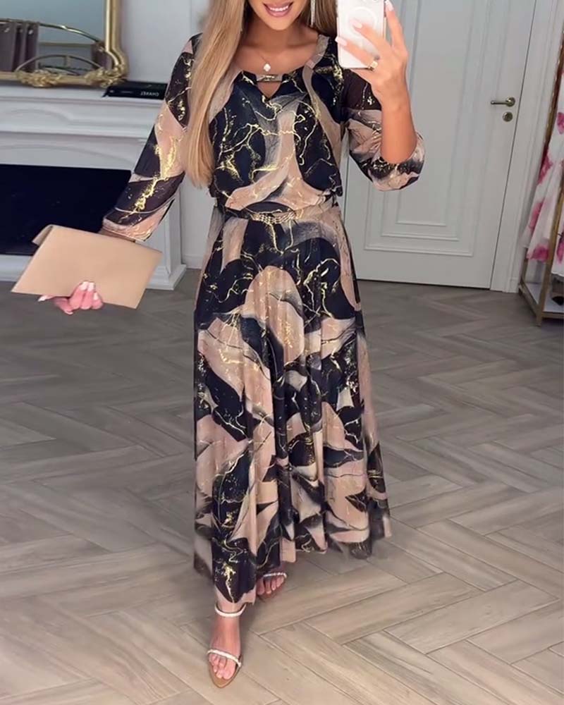 Marivelle™ |  Printed Waist-Defined Dress