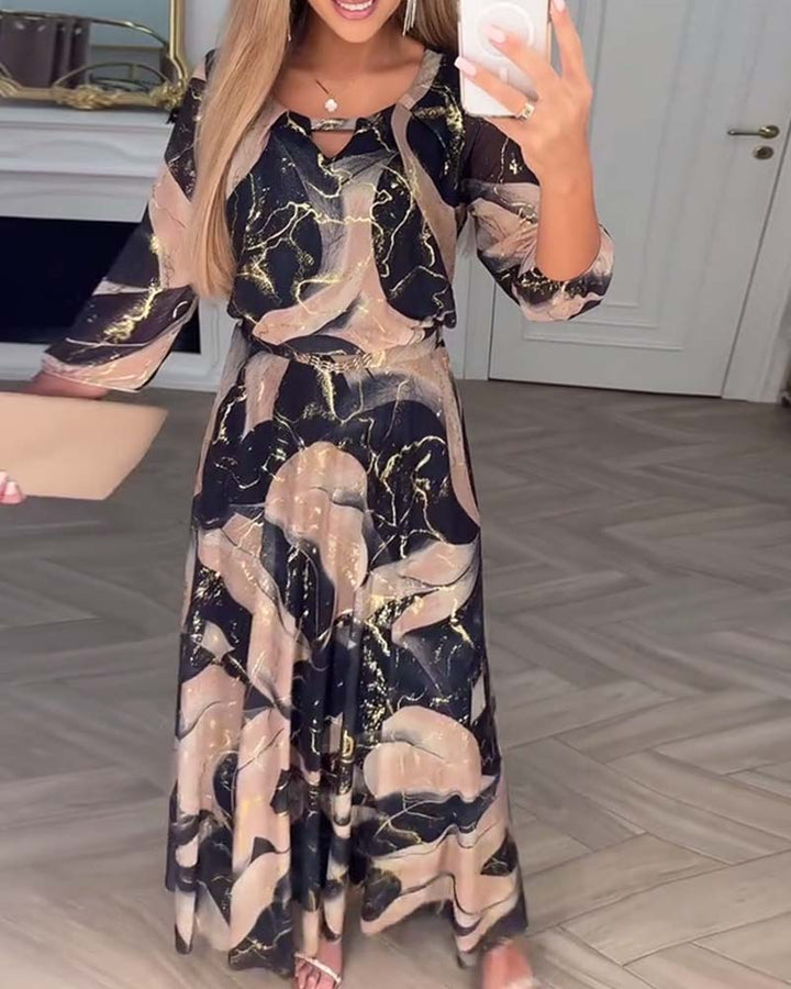 Marivelle™ |  Printed Waist-Defined Dress