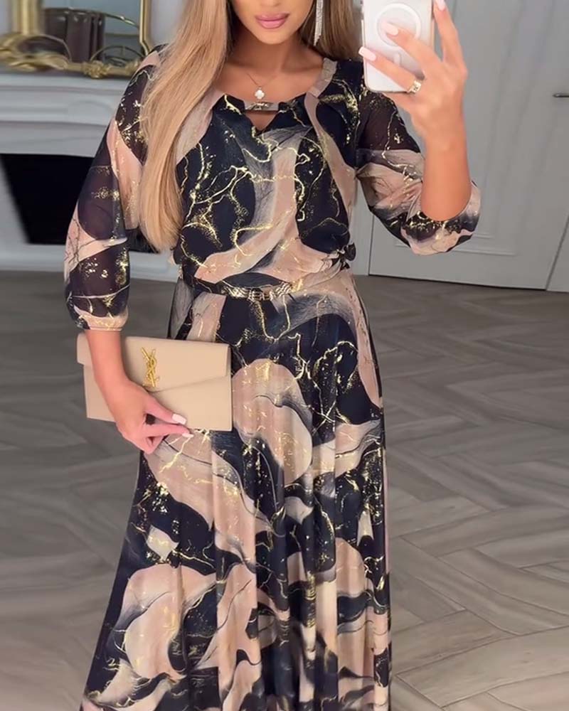 Marivelle™ |  Printed Waist-Defined Dress