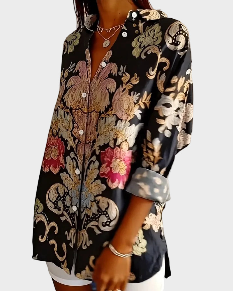 Zennie | Printed Collar Shirt Button-Up