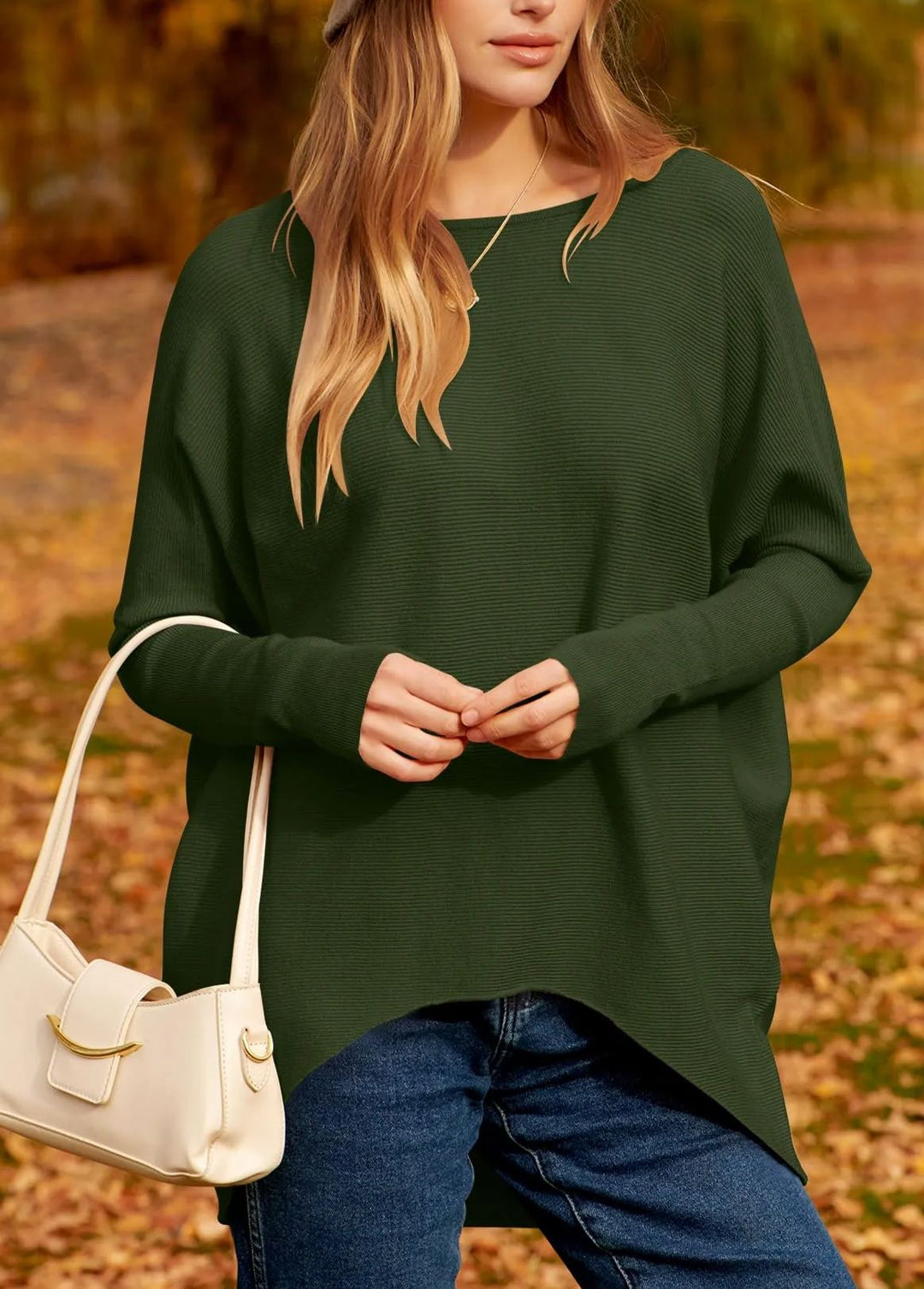Women's Dolman Sleeve Knitted Pullover Sweater